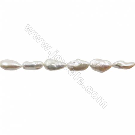天然淡水珍珠 白色再生珠 尺寸 約14~16x11~14毫米  孔徑 約 0.8 毫米 x1條 15~16"