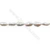 Natural Fresh Water Pearl  White  Size 14~16x11~14 mm  Hole 0.8mm  15~16"/strand
