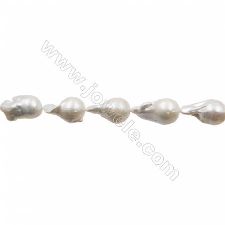 Natural Fresh Water Pearl  White   Size 26~33x14~19 mm  Hole 0.7mm  15~16"/strand