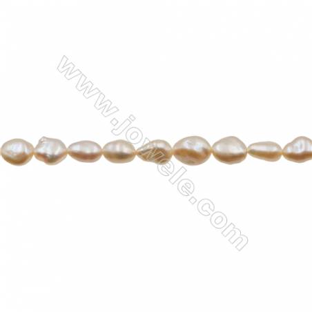 Perles de Keshi  renaître  galvanoplastie  pêche  Taille 6~8x6~11mm  trou 0.6mm x1fil 15~16"