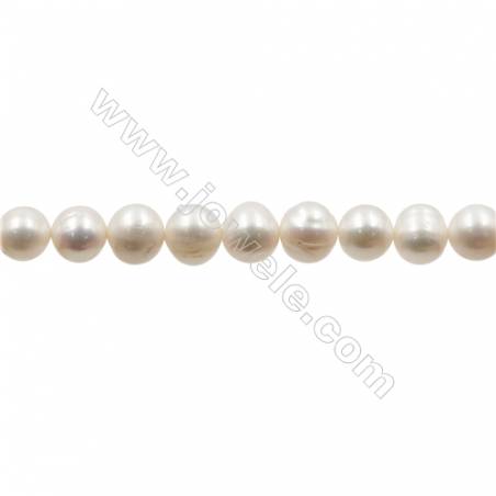Natural Fresh Water Pearl  White  Size 8~9 mm  Hole 0.7mm  15~16"/strand