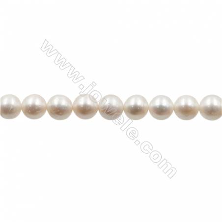 Natural Fresh Water Pearl  White  Size 8~8.5 mm  Hole 0.7mm  15~16"/strand