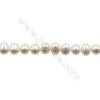 Perles culturelles perles d'eau douce blanche ronde sur fil  Taille 7~8mm  trou 0.7mm  x1fil 15~16"