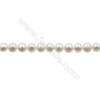 Perles culturelles perles d'eau douce blanche ronde sur fil  Taille 5~5.5mm  trou 0.7mm  x1fil 15~16"
