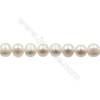 Perles culturelles perles d'eau douce blanche sur fil  Taille 7~8mm  trou 0.7mm  x1fil 15~16"