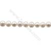 Perles culturelles perles d'eau douce blanche sur fil  Taille 8~9mm  trou 0.7mm  x1fil 15~16"