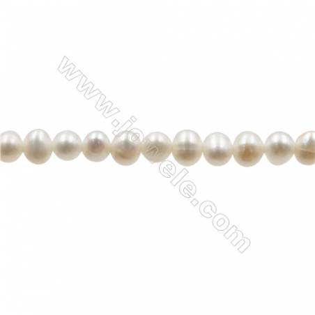 白色天然淡水珍珠 尺寸 約3.5~4毫米 孔徑 約0.4毫米 x1條 15~16"