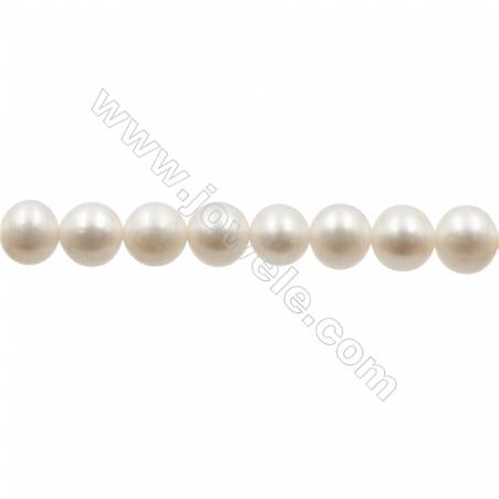 Natural Fresh Water Pearl  White  Size 7~8 mm  Hole 0.7mm  15~16"/strand