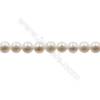 Perles culturelles perles d'eau douce blanche ronde sur fil  Taille 7~8mm  trou 0.7mm x1fil 15~16"