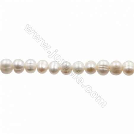 白色天然淡水珍珠 尺寸 約8~9毫米 孔徑 約0.7毫米 x1條 15~16"