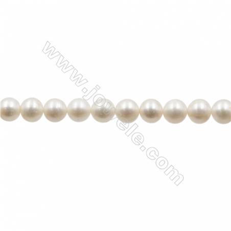 Natural Fresh Water Pearl  White  Size 7.5~8mm  Hole 0.7mm  15~16"/strand