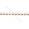 Perles culturelles perles d'eau douce blanche ronde sur fil  Taille 7.5~8mm  trou 0.7mm x1fil 15~16"