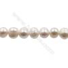 Natural Fresh Water Pearl  White  Size 9~10 mm  Hole 0.7mm  15~16"/strand