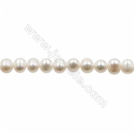 Perles culturelles perles d'eau douce blanche sur fil  Taille 6~7mm  trou 0.7mm x1fil 15~16"