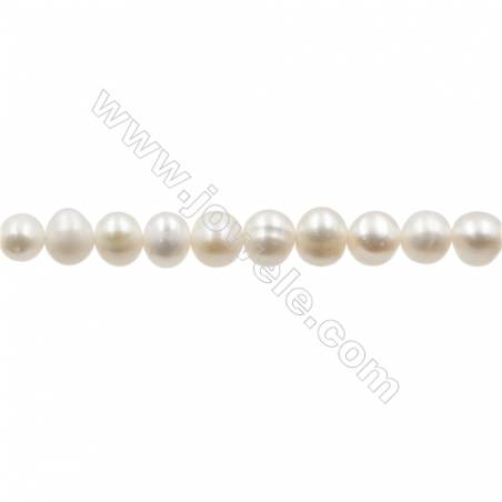 Perles culturelles perles d'eau douce blanche sur fil  Taille 6~6.5mm  trou 0.7mm x1fil 15~16"