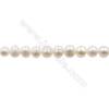Perles culturelles perles d'eau douce blanche sur fil  Taille 6~6.5mm  trou 0.7mm x1fil 15~16"