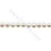 Perles culturelles perles d'eau douce blanche ronde sur fil  Taille 6~6.5mm  trou 0.7mm x1fil 15~16"