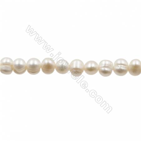 Natural Fresh Water Pearl  White  Size 11~12 mm  Hole 0.7mm  11~12"/strand