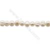 Perles culturelles perles d'eau douce blanche sur fil  Taille 6~7mm  trou 0.7mm x1fil 11~12"