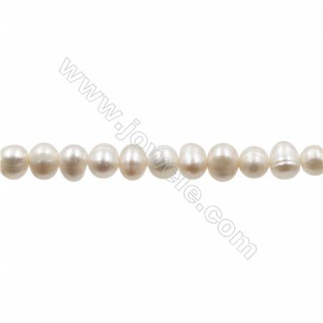 Perles culturelles perles d'eau douce blanche sur fil  Taille 5~5.5mm  trou 0.7mm x1fil 15~16"