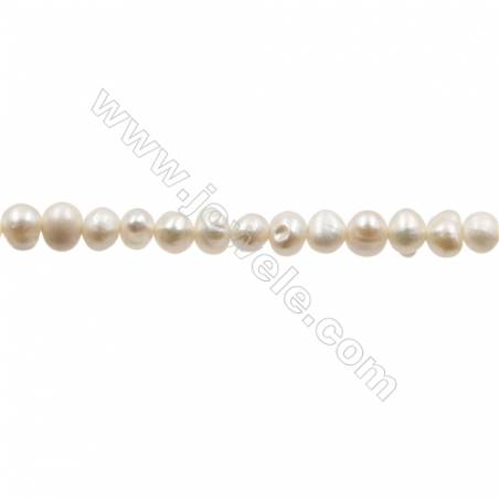 Natural Fresh Water Pearl  White  Size 5~6 mm  Hole 0.7mm  15~16"/strand