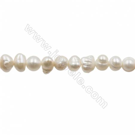 Perles culturelles perles d'eau douce blanche baroque sur fil  Taille 6~7mm  trou 0.7mm x1fil 11~12"