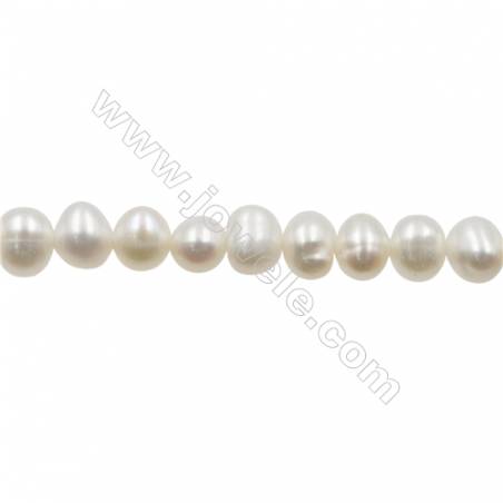 白色天然淡水珍珠 尺寸 約4~4.3毫米 孔徑 約0.4毫米 x1條 15~16"