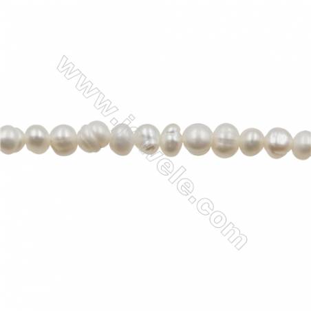 Perles culturelles perles d'eau douce blanche baroque sur fil  Taille 4~5mm  trou 0.4mm x1fil 15~16"