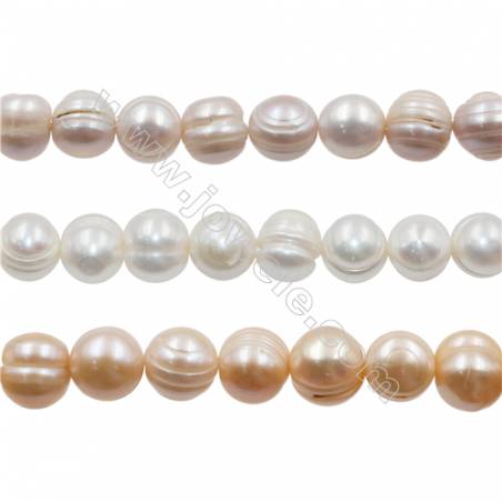 Multicolore Perles culturelles perles d'eau douce sur fil  Taille 11~12mm  trou 0.7mm x1fil 15~16"