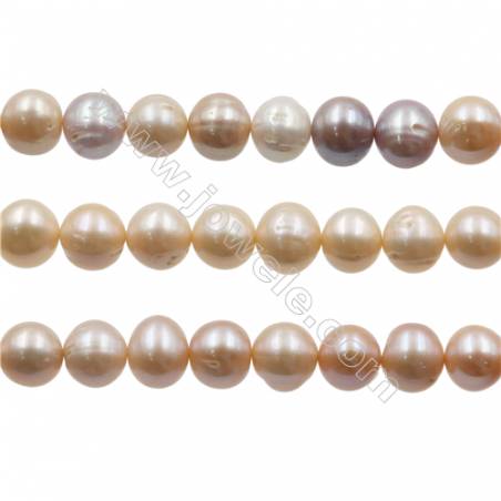Perlas de agua dulce cultivada natural Multicolor Tamaño11~12mm Agujero0.7mm Longitud 39-40cm/tira