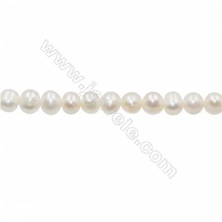 Perles culturelles perles d'eau douce blanche pêche ou lavande sur fil  Taille 7~8mm  trou 0.7mm x1fil 15~16"