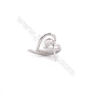 Wholesale heart 15x15mm x1 pair sterling silver earring stud jewelry findings accessories for half drilled beads