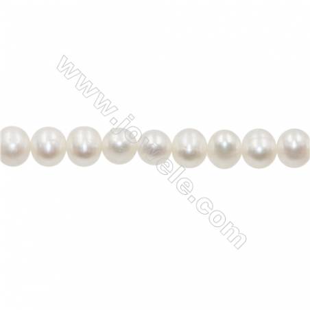 Perles culturelles perles d'eau douce blanche sur fil  Taille 8~8.5mm  trou 0.7mm x1fil 15~16"