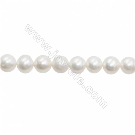 Perles culturelles perles d'eau douce blanche sur fil  Taille 11~12mm  trou 0.7mm x1fil 15~16"