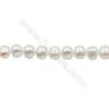 Natural Fresh Water Pearl  White  Size 10~11mm  Hole 0.7mm  15~16"/strand