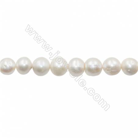 Perles culturelles perles d'eau douce blanche sur fil  Taille 12~13mm  trou 0.7mm x1fil 15~16"