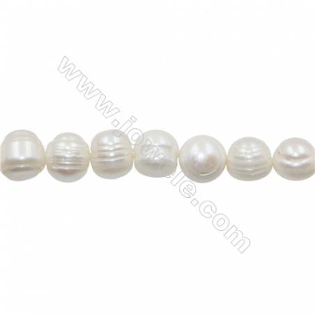 Perles culturelles perles d'eau douce blanche sur fil  Taille 12~13mm  trou 0.7mm x1fil 15~16"