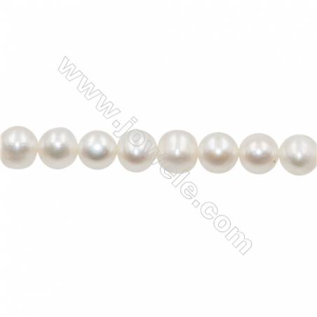 Perles culturelles perles d'eau douce blanche sur fil  Taille 8~8.5mm  trou 0.7mm x1fil 15~16"