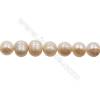 Natural Fresh Water Pink Pearl  White  Size 12~13mm  Hole 0.7mm  15~16"/strand