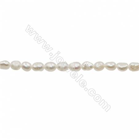 Perles culturelles perles d'eau douce blanche sur fil  Taille 3~4mm  trou 0.4mm x1fil 15~16"