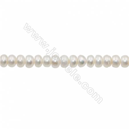 Natural Fresh Water Pearl  White  Size 9~10mm  Hole 0.7mm  15~16"/strand