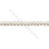 Perles culturelles perles d'eau douce blanche sur fil  Taille 7~8mm  trou 0.7mm x1fil 15~16"