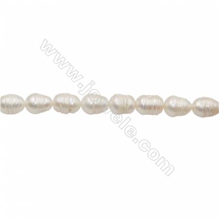 Natural Fresh Water Pearl  White  Size 10~11mm  Hole 0.7mm  15~16"/strand
