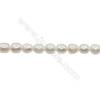 Natural Fresh Water Pearl  White  Size 8~9mm  Hole 0.7mm  15~16"/strand