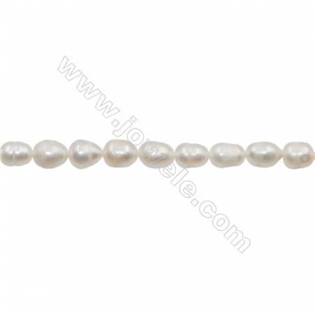 Natural Fresh Water Pearl  White  Size 7~8mm  Hole 0.7mm  15~16"/strand