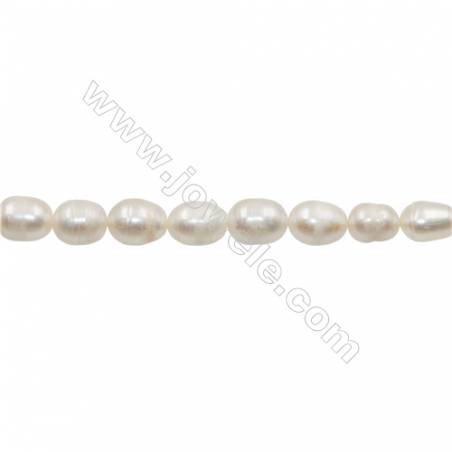 Natural Fresh Water Pearl  White Size 10~11mm  Hole 0.7mm  15~16"/strand