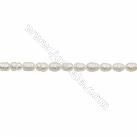 Perles culturelles perles d'eau douce blanche sur fil  Taille 6~7mm  trou 0.7mm x1fil 13~14"