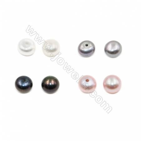 Multicolor Fresh Water AAA Grade Half-Drilled Pearl Beads  Flat Back  Diameter 5.5~6mm  Thick 4.7mm  Hole 0.8mm  120pcs/card
