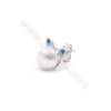 Clou d'oreille d'Orecchiette pour perles semi-percée en argent 925 rhodié avec Zirconium-E2872 8x9mm x 1paire