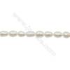 Perles culturelles perles d'eau douce blanche sur fil  Taille 6~7mm  trou 0.7mm x1fil 15~16"